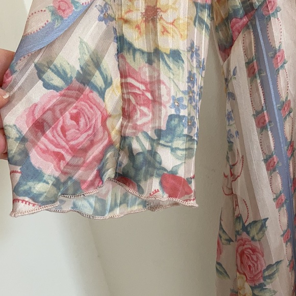 NWT Anna Sui Womens Dress Sz 12  Sheer Whimsy Floral Cottagecore Coquette Pastel - Picture 7 of 16